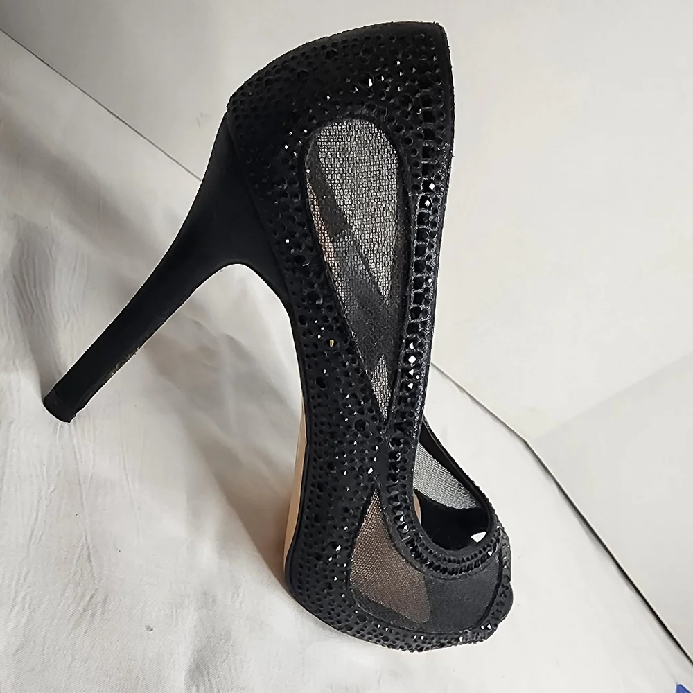 Lauren Lorraine Bernice‎ Pump Womens size 7.5 Mesh Peep Toe Slip-On Stiletto